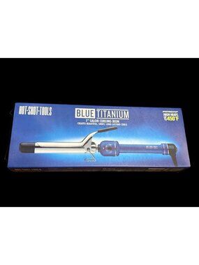 Hot Shot Tools Blue Titanium 1" Curling Iron – 450°F – New In box